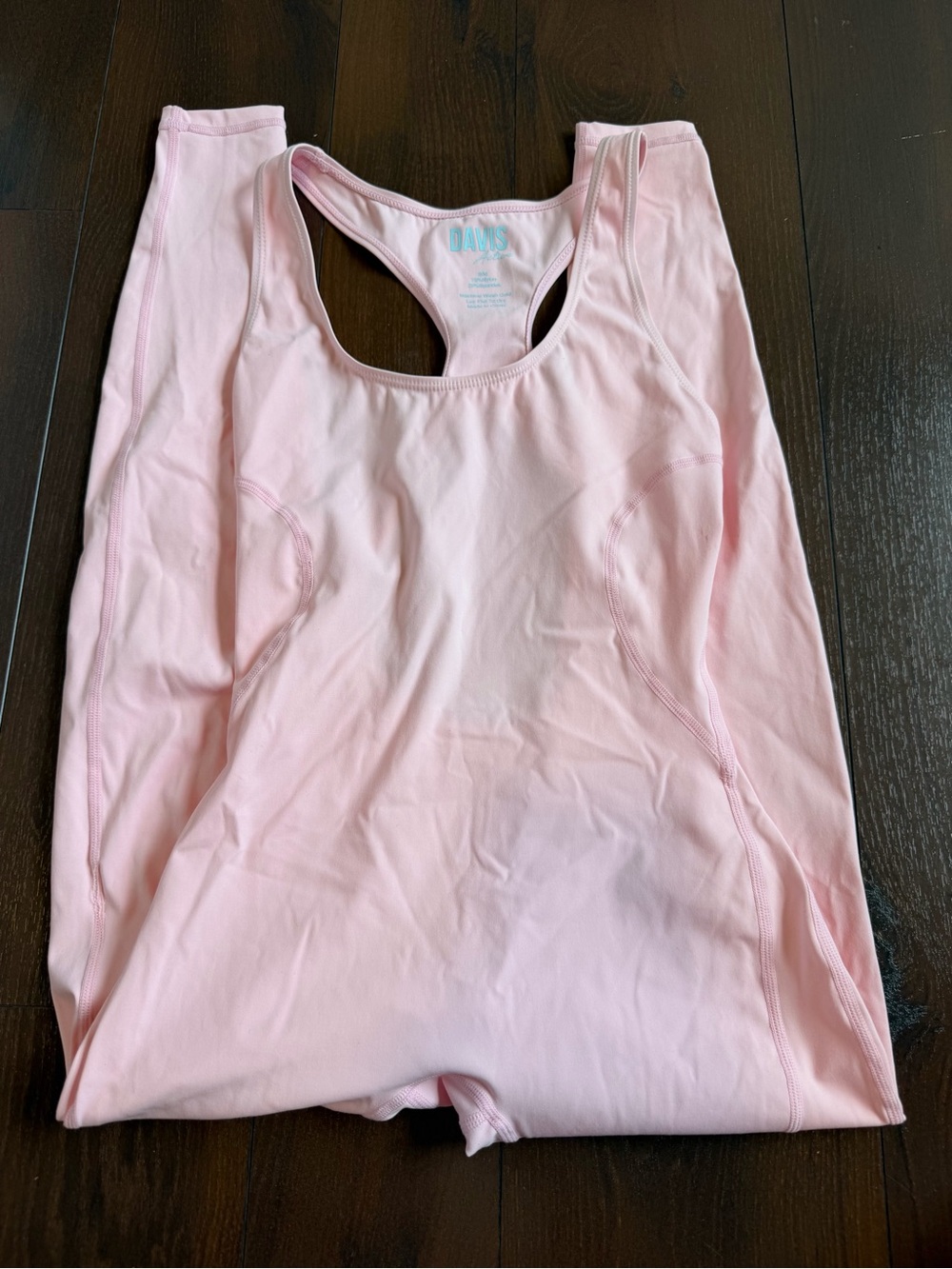 Davis Active Light Pink Racerback Tank Jumpsuit Workout One-Piece Size S/M